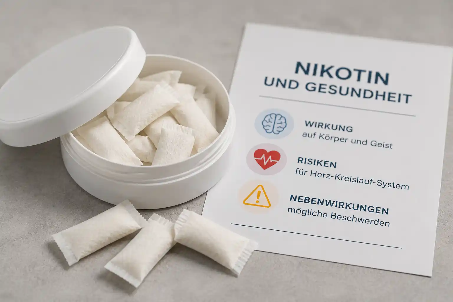 Tabakfreie Nikotinbeutel und Informationen zu Wirkung und gesundheitlichen Risiken von Nikotin