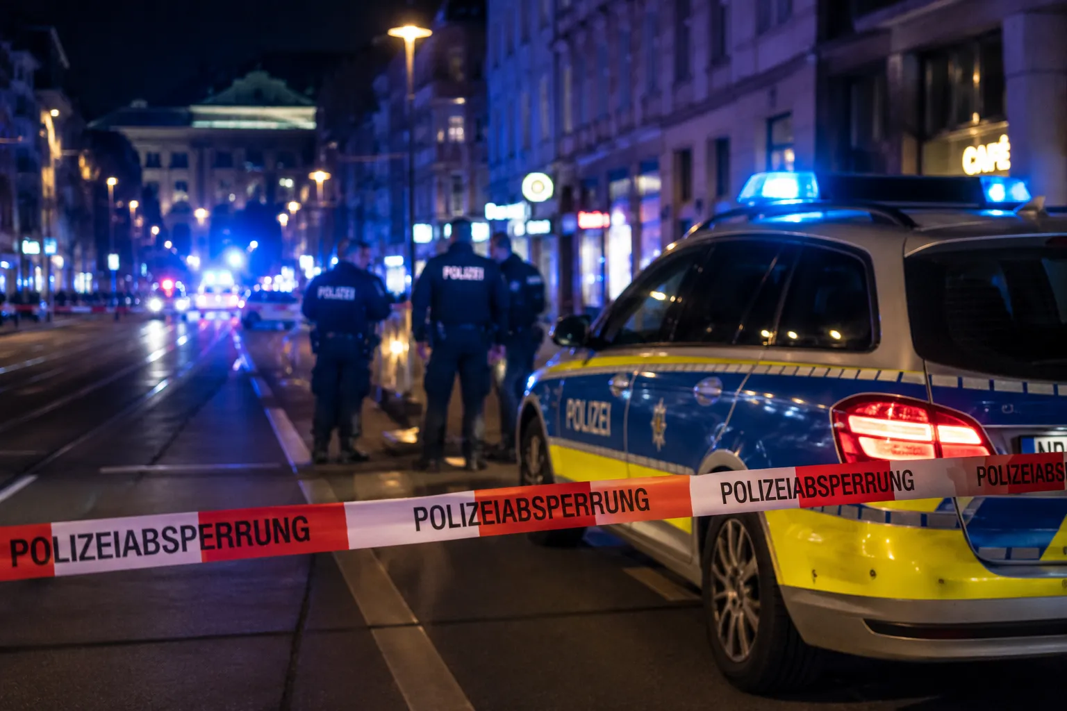 Polizei bei einem Messerangriff in Deutschland